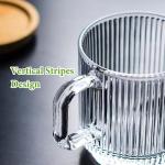 Set of 4 Ribbed Glass Coffee Mugs