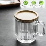 Set of 4 Ribbed Glass Coffee Mugs