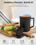 Black 15 OZ Porcelain Tea Infuser Mug