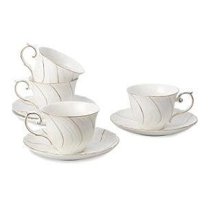 Ceramic Tea Cups and Saucers Set of 4