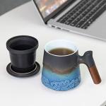 MAXJOY Ceramic Tea Cup with Infuser and Lid