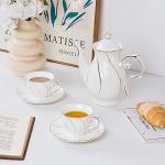 Ceramic Tea Cups and Saucers Set of 4