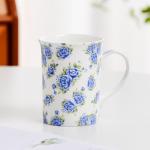 Floral Bone China Coffee Mug with Large Handle