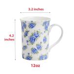Floral Bone China Coffee Mug with Large Handle