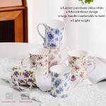 Floral Bone China Coffee Mug with Large Handle