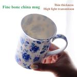 Floral Bone China Coffee Mug with Large Handle