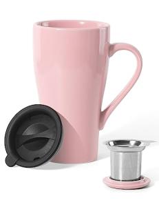 Large Pink Tea Infuser Mug with Lid