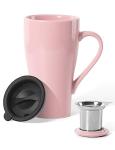 Large Pink Tea Infuser Mug with Lid