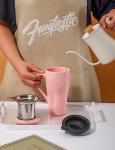 Large Pink Tea Infuser Mug with Lid