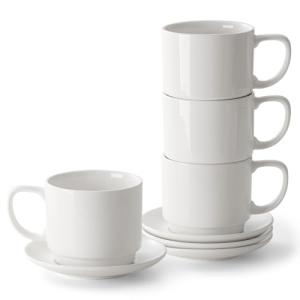 DOWAN 12oz White Coffee Mugs Set of 4