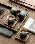 ZENS 4-Piece Japanese Tea Cups Set in Moss Green
