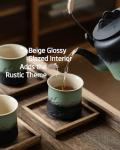 ZENS 4-Piece Japanese Tea Cups Set in Moss Green