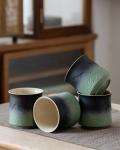 ZENS 4-Piece Japanese Tea Cups Set in Moss Green