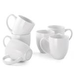 DOWAN Set of 6 Large White Coffee Mugs