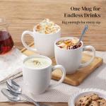 DOWAN Set of 6 Large White Coffee Mugs