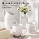 DOWAN Set of 6 Large White Coffee Mugs