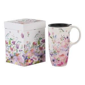 Voltogar 17oz Ceramic Travel Mug - Pink Floral