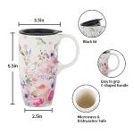 Voltogar 17oz Ceramic Travel Mug - Pink Floral