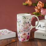 Voltogar 17oz Ceramic Travel Mug - Pink Floral