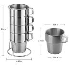 4PCS Stainless Steel Stackable Camping Mug Set