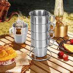 4PCS Stainless Steel Stackable Camping Mug Set