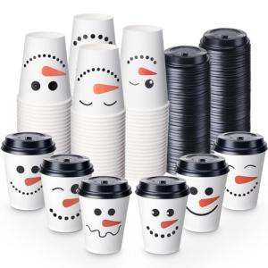 120 Pcs Christmas Snowman Disposable Coffee Tea Cups