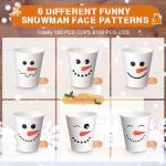 120 Pcs Christmas Snowman Disposable Coffee Tea Cups