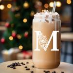 Personalized Monogrammed Glass Cup with Straw