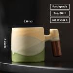 Colorful Ceramic Espresso Cups with Wooden Handle Set