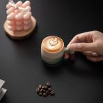 Colorful Ceramic Espresso Cups with Wooden Handle Set