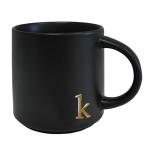 Black Monogram Ceramic Mug with Gold Initial