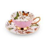 Butterfly Design Coffee Mug with Saucer, 6.8 Oz