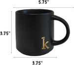 Black Monogram Ceramic Mug with Gold Initial