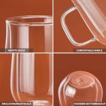 Double Walled Glass Coffee Mugs Set with Spoons