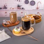Double Walled Glass Coffee Mugs Set with Spoons