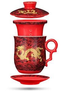 Chinese Dragon Tea Mug with Infuser and Saucer