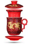 Chinese Dragon Tea Mug with Infuser and Saucer