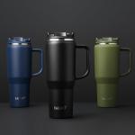 Insulated 40 oz Coffee Mug with Straw - Navy Blue