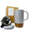 Large Ceramic Tea Mug with Infuser, 18 oz