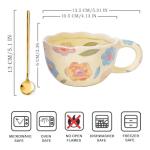 Cute Floral Ceramic Coffee Mug with Spoon