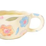 Cute Floral Ceramic Coffee Mug with Spoon