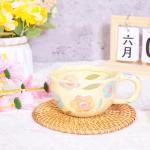 Cute Floral Ceramic Coffee Mug with Spoon
