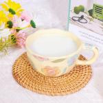 Cute Floral Ceramic Coffee Mug with Spoon