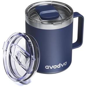 Insulated 12oz Coffee Mug with Two Lids