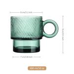 Green Glass Coffee Mugs Set of 4, 10 oz