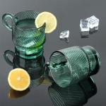 Green Glass Coffee Mugs Set of 4, 10 oz
