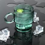 Green Glass Coffee Mugs Set of 4, 10 oz
