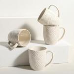 Feenmai Set of 4 Large Ceramic Coffee Mugs