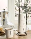 LAUCHUH Coffee Mugs Set of 4, 15 Ounce Stackable Coffee Mugs with Rack Latte Cup Porcelain Mugs for Coffee, Tea, Hot Cocoa, Milk, Dishwasher & Microwave Safe, Father's Day Gifts, White