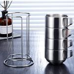 Set of 4 Stackable Stainless Steel Coffee Mugs